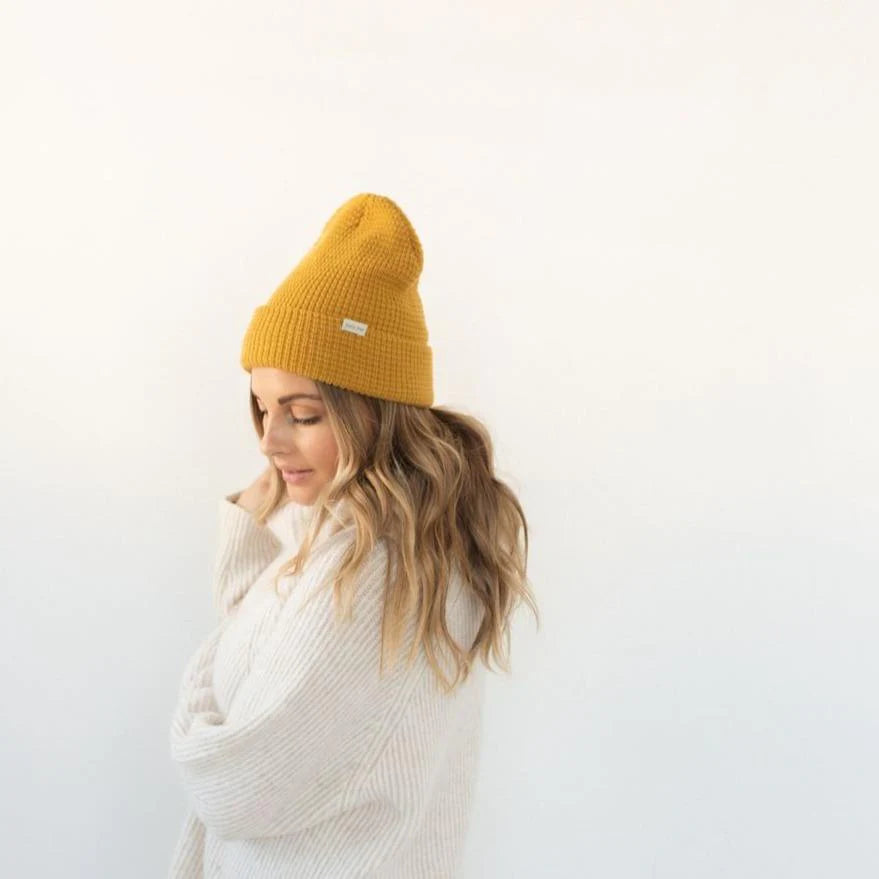 In search of! Gigi Pip beanie - mustard color Gigi Pip hat mustard knit beanie pom pom ski snowboard  main image 2
